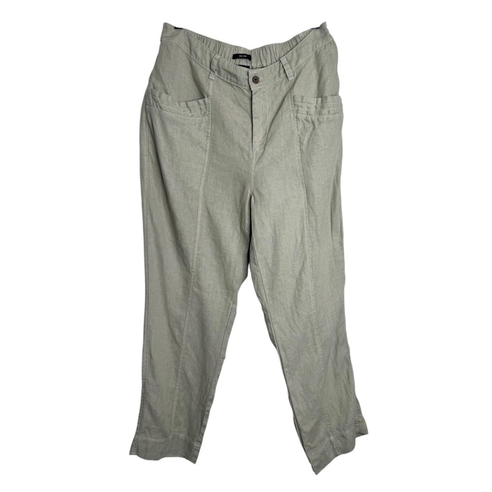 Nicole Miller 100% Linen Light Green Baggy Pants